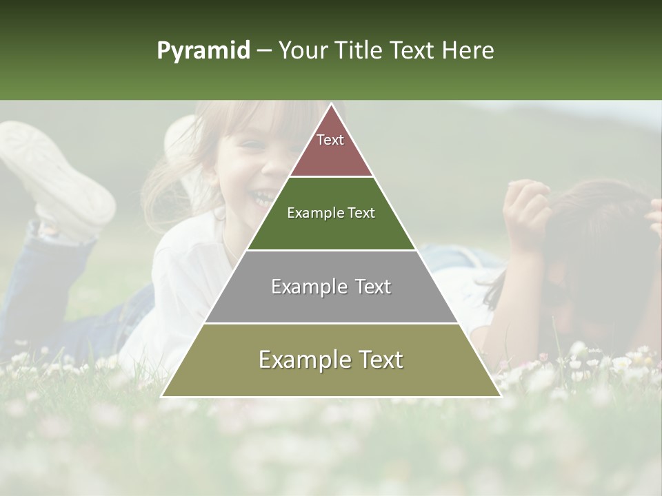 Two Young Girls Laying In The Grass With A Name Plate PowerPoint Template