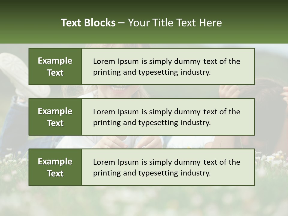 Two Young Girls Laying In The Grass With A Name Plate PowerPoint Template