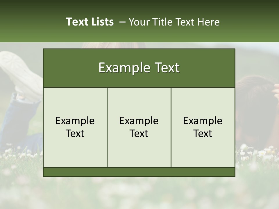Two Young Girls Laying In The Grass With A Name Plate PowerPoint Template