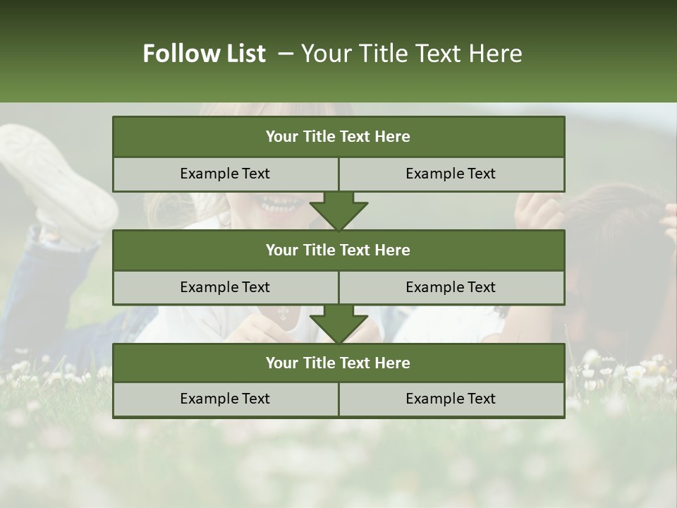 Two Young Girls Laying In The Grass With A Name Plate PowerPoint Template