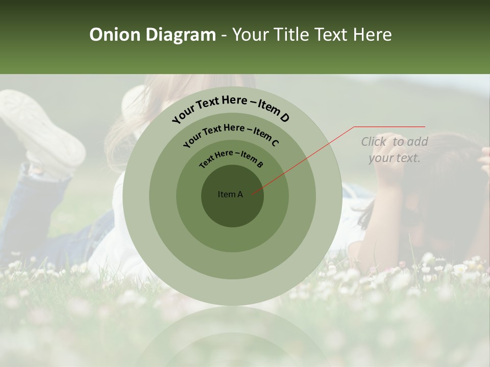 Two Young Girls Laying In The Grass With A Name Plate PowerPoint Template