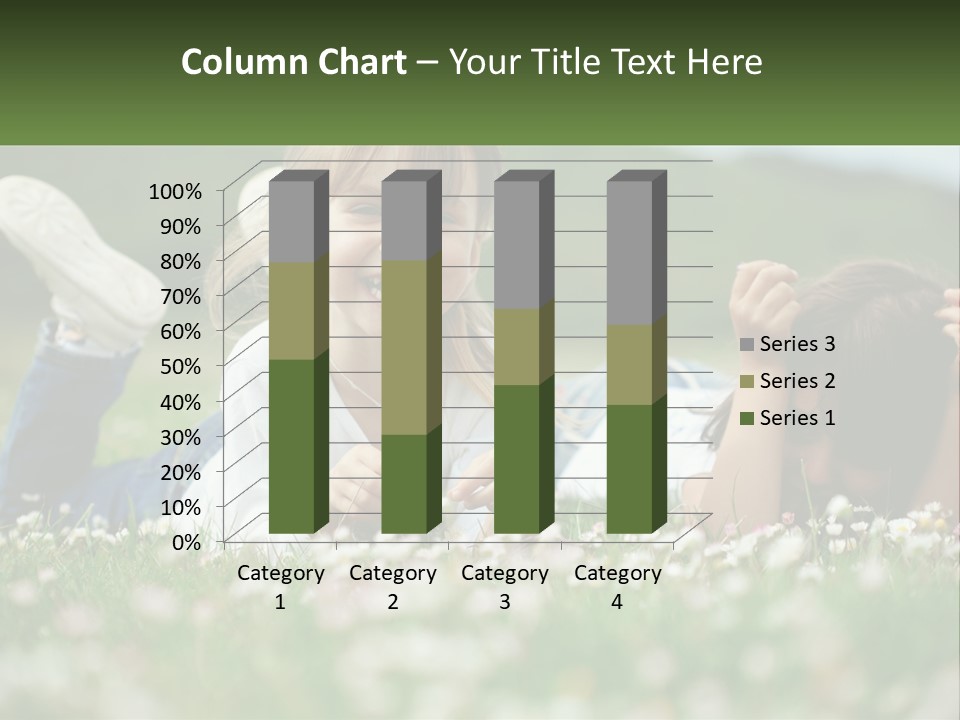 Two Young Girls Laying In The Grass With A Name Plate PowerPoint Template