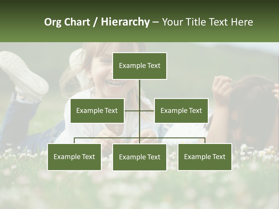 Two Young Girls Laying In The Grass With A Name Plate PowerPoint Template