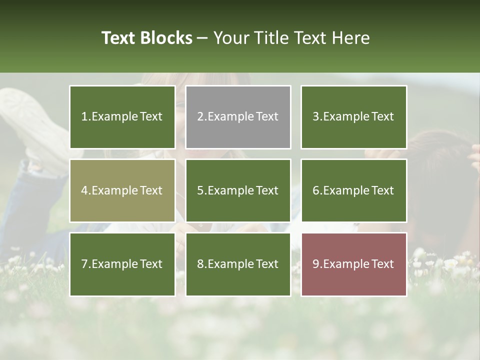 Two Young Girls Laying In The Grass With A Name Plate PowerPoint Template