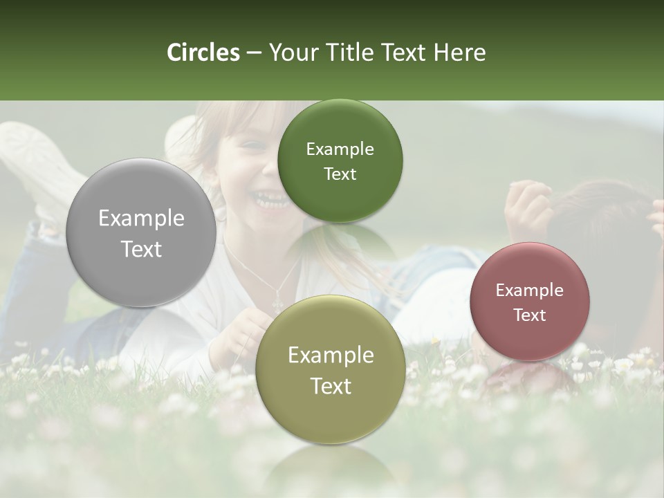 Two Young Girls Laying In The Grass With A Name Plate PowerPoint Template