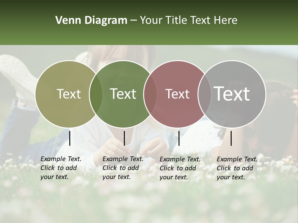 Two Young Girls Laying In The Grass With A Name Plate PowerPoint Template