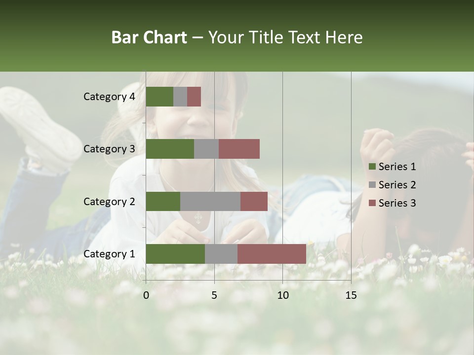 Two Young Girls Laying In The Grass With A Name Plate PowerPoint Template