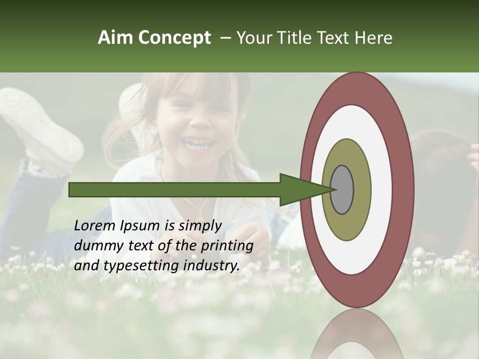 Two Young Girls Laying In The Grass With A Name Plate PowerPoint Template