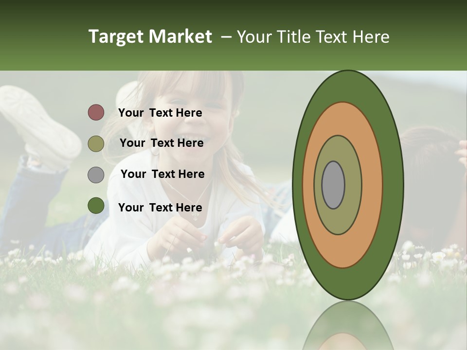 Two Young Girls Laying In The Grass With A Name Plate PowerPoint Template