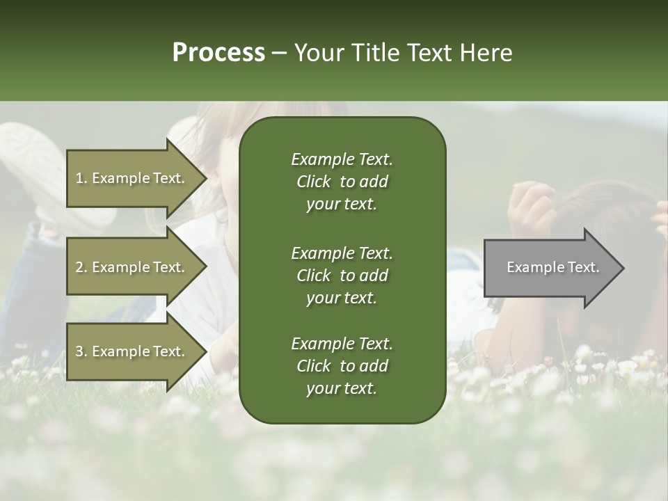Two Young Girls Laying In The Grass With A Name Plate PowerPoint Template