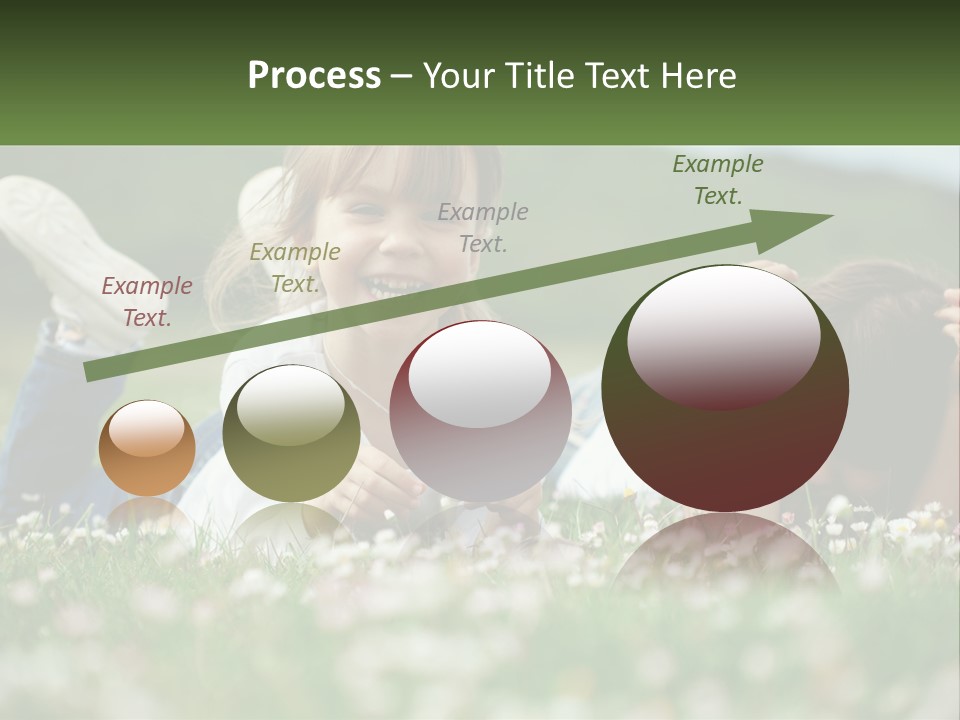 Two Young Girls Laying In The Grass With A Name Plate PowerPoint Template