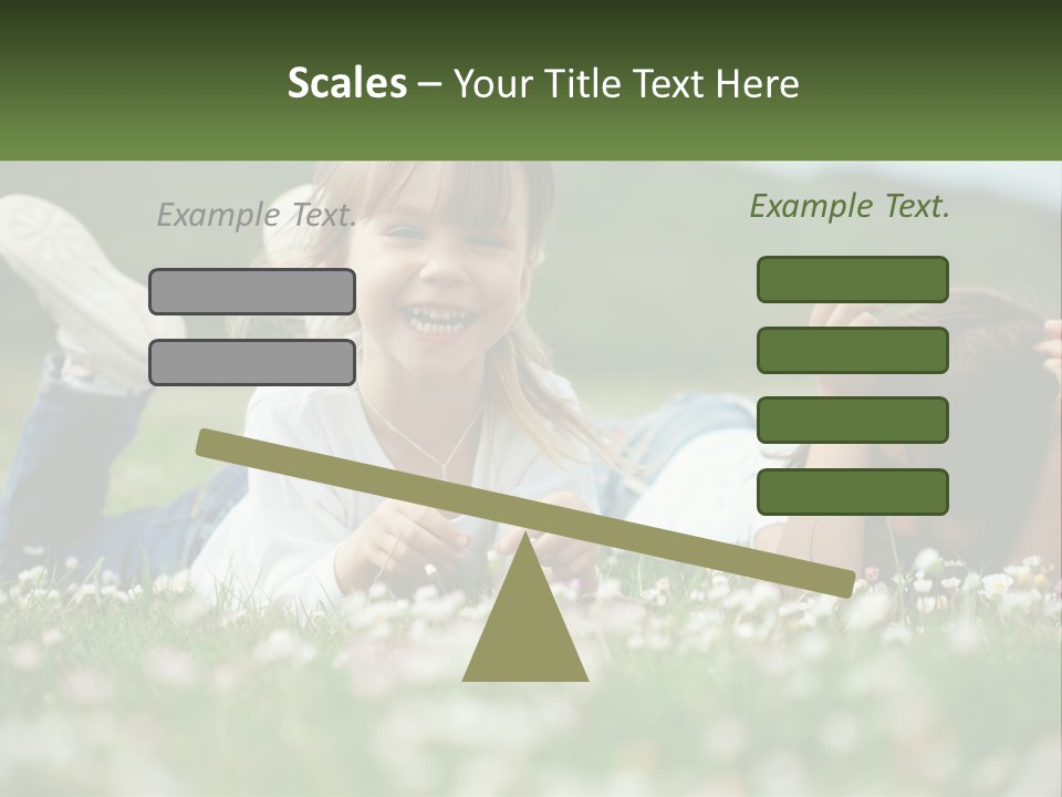 Two Young Girls Laying In The Grass With A Name Plate PowerPoint Template