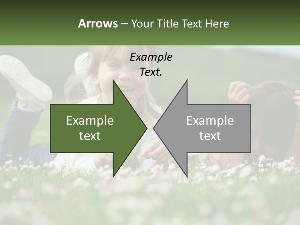 Two Young Girls Laying In The Grass With A Name Plate PowerPoint Template