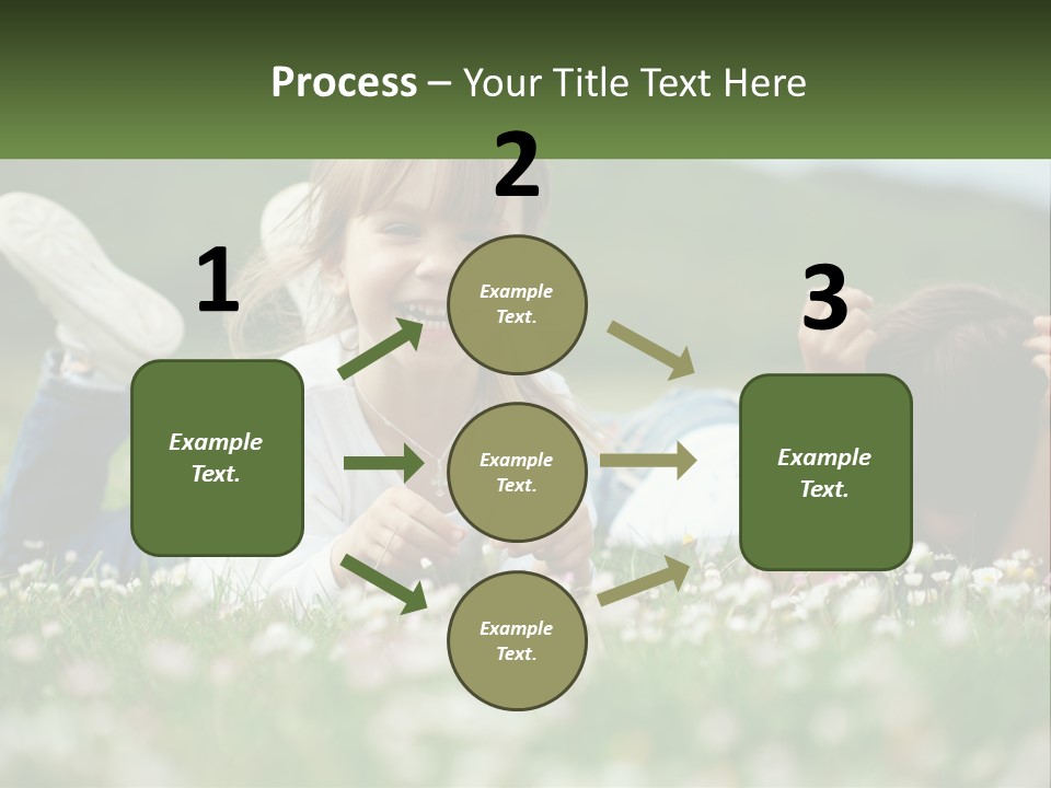 Two Young Girls Laying In The Grass With A Name Plate PowerPoint Template