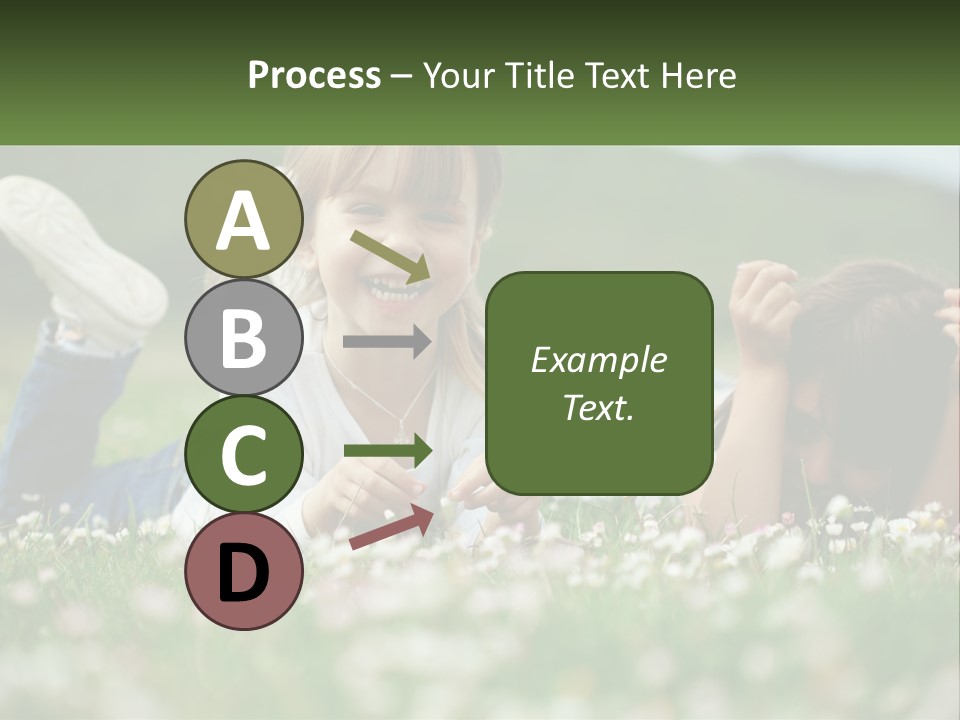 Two Young Girls Laying In The Grass With A Name Plate PowerPoint Template