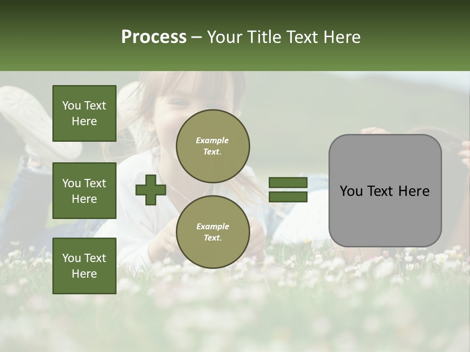 Two Young Girls Laying In The Grass With A Name Plate PowerPoint Template
