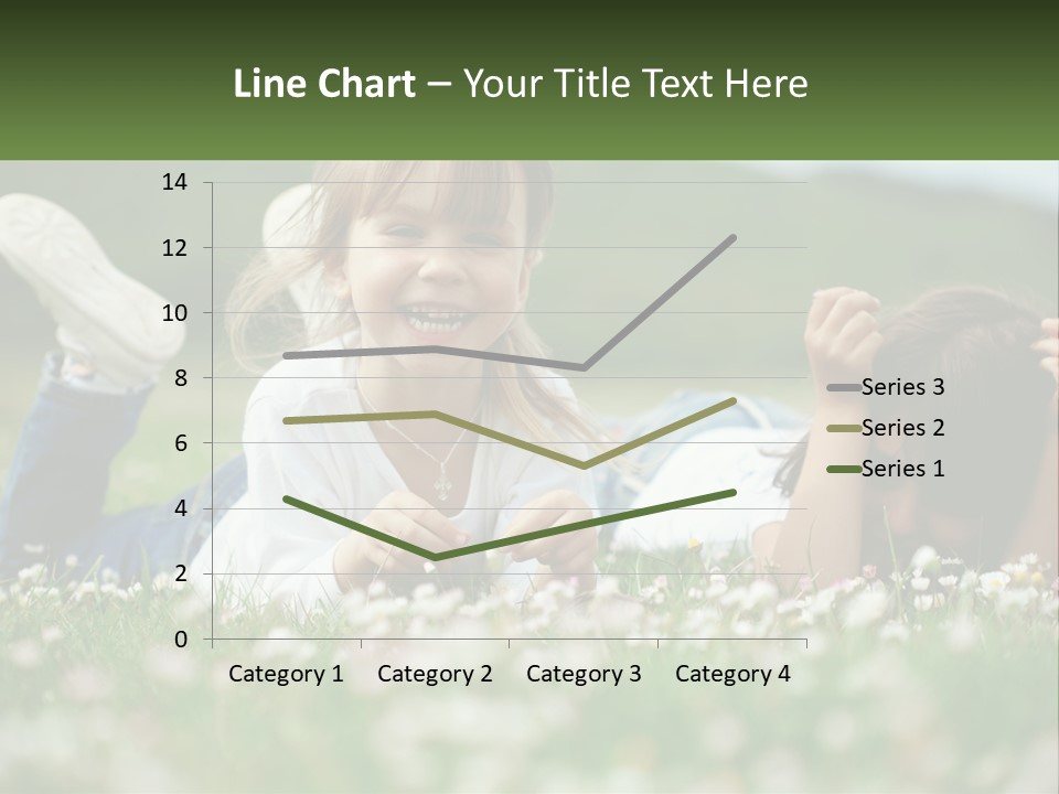 Two Young Girls Laying In The Grass With A Name Plate PowerPoint Template