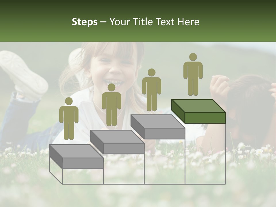 Two Young Girls Laying In The Grass With A Name Plate PowerPoint Template