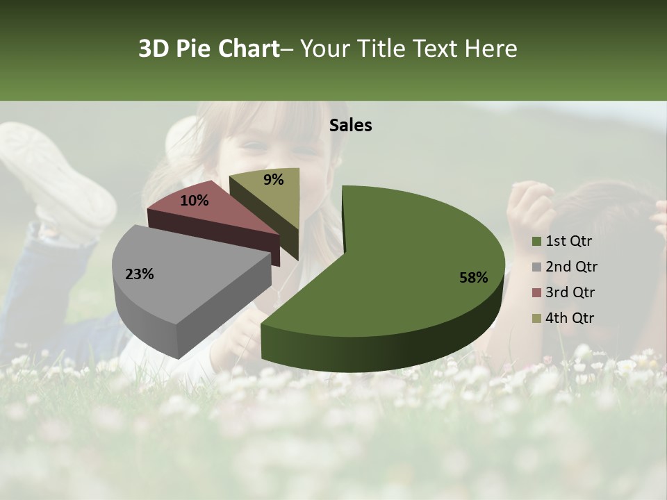 Two Young Girls Laying In The Grass With A Name Plate PowerPoint Template