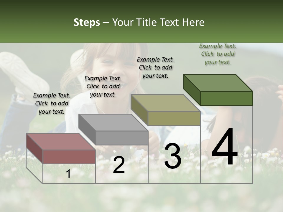 Two Young Girls Laying In The Grass With A Name Plate PowerPoint Template