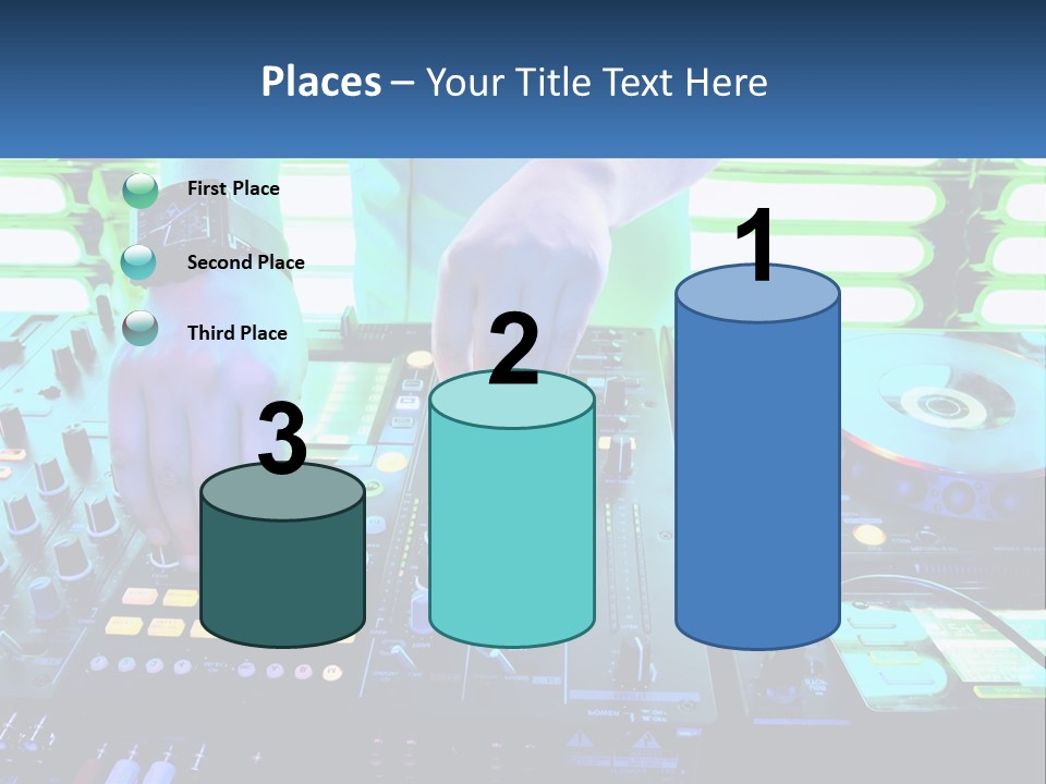 A Dj Mixing Music In Front Of A Dj's Equipment PowerPoint Template