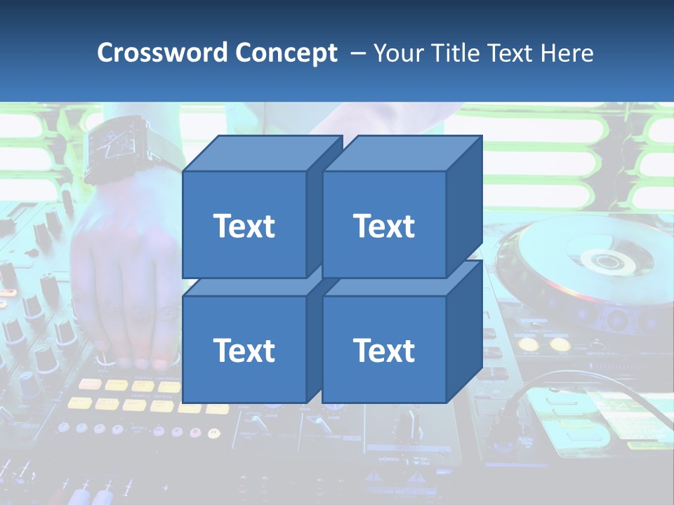 A Dj Mixing Music In Front Of A Dj's Equipment PowerPoint Template