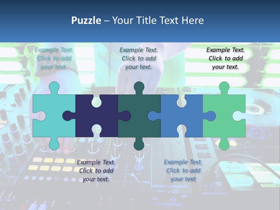 A Dj Mixing Music In Front Of A Dj's Equipment PowerPoint Template