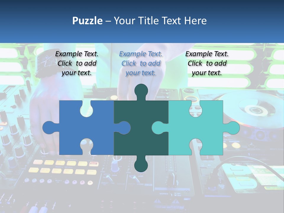 A Dj Mixing Music In Front Of A Dj's Equipment PowerPoint Template