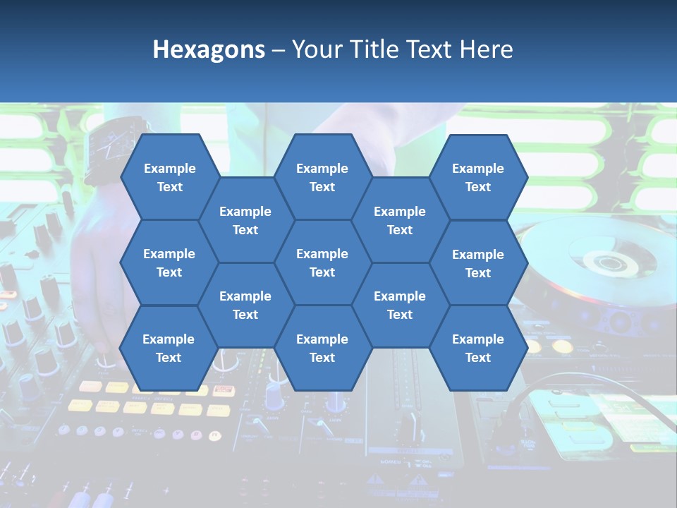 A Dj Mixing Music In Front Of A Dj's Equipment PowerPoint Template