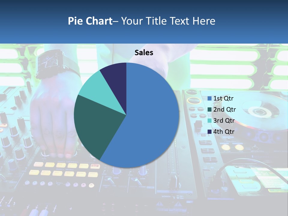 A Dj Mixing Music In Front Of A Dj's Equipment PowerPoint Template