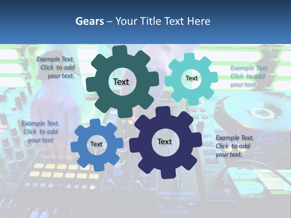 A Dj Mixing Music In Front Of A Dj's Equipment PowerPoint Template