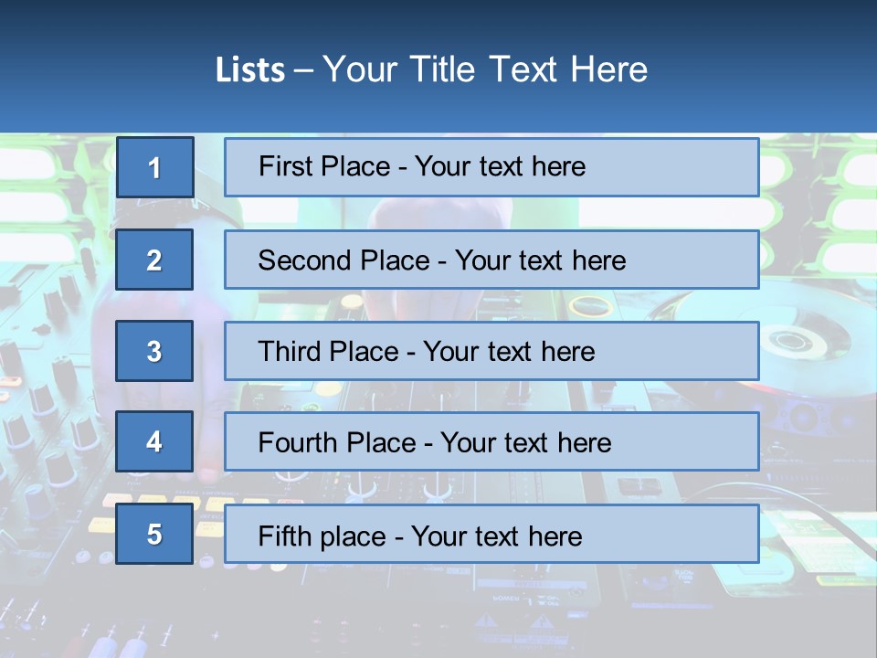 A Dj Mixing Music In Front Of A Dj's Equipment PowerPoint Template