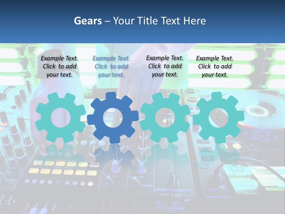 A Dj Mixing Music In Front Of A Dj's Equipment PowerPoint Template