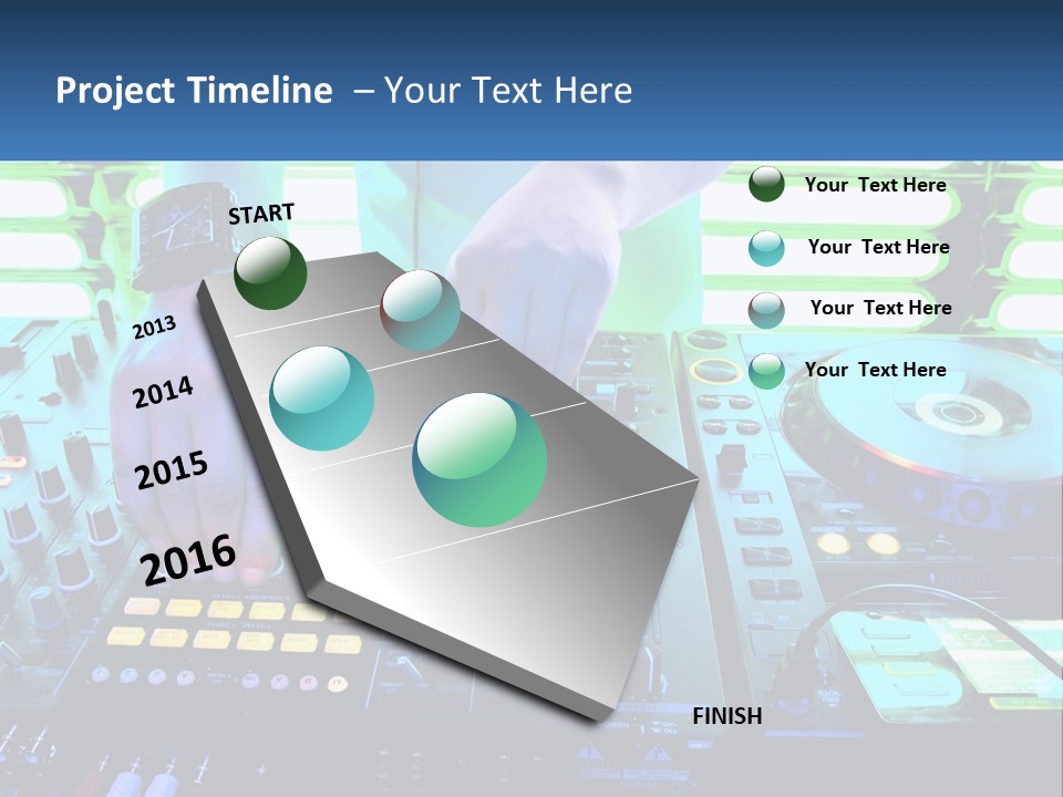 A Dj Mixing Music In Front Of A Dj's Equipment PowerPoint Template