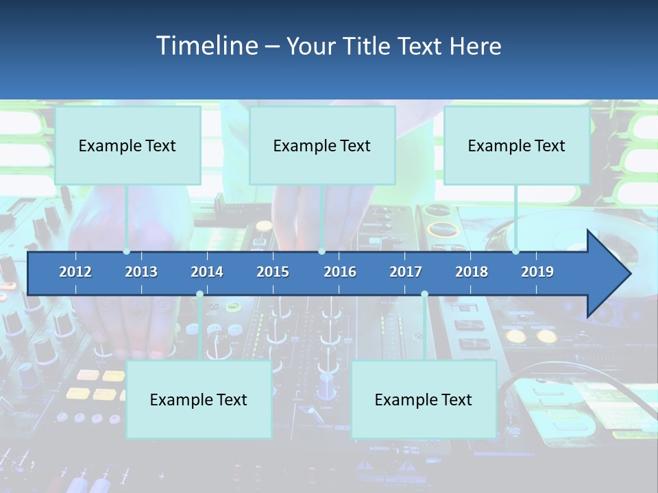 A Dj Mixing Music In Front Of A Dj's Equipment PowerPoint Template