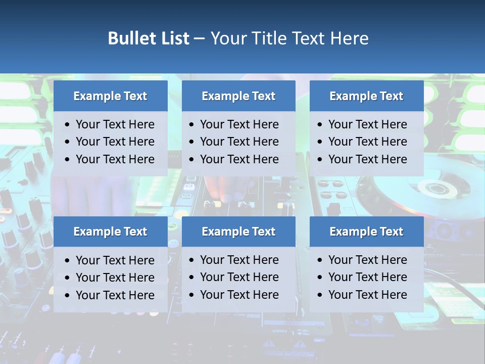 A Dj Mixing Music In Front Of A Dj's Equipment PowerPoint Template