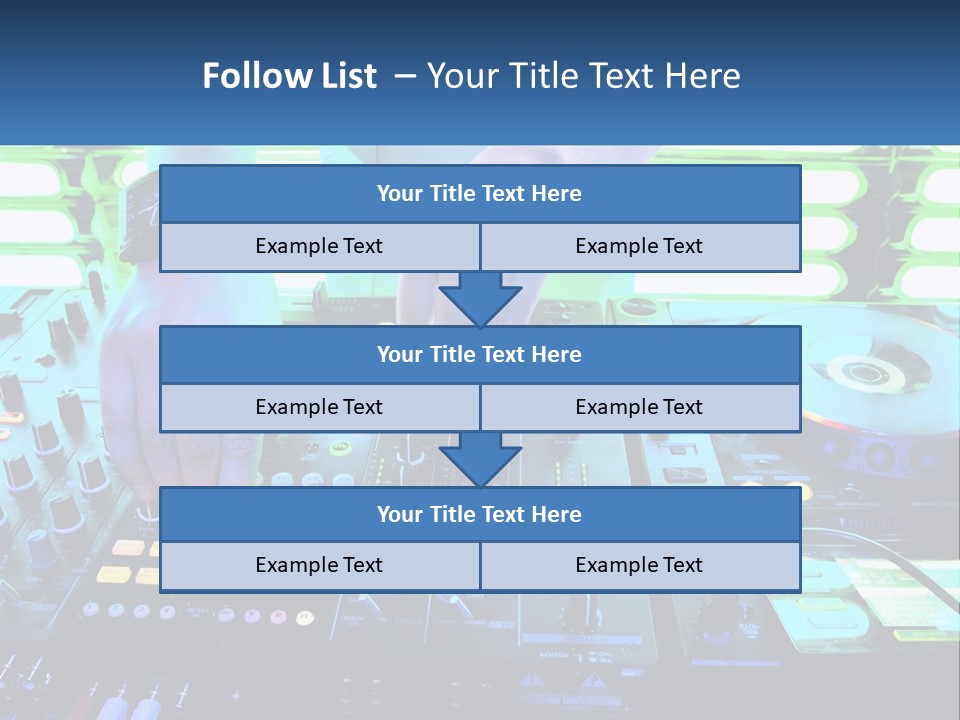 A Dj Mixing Music In Front Of A Dj's Equipment PowerPoint Template