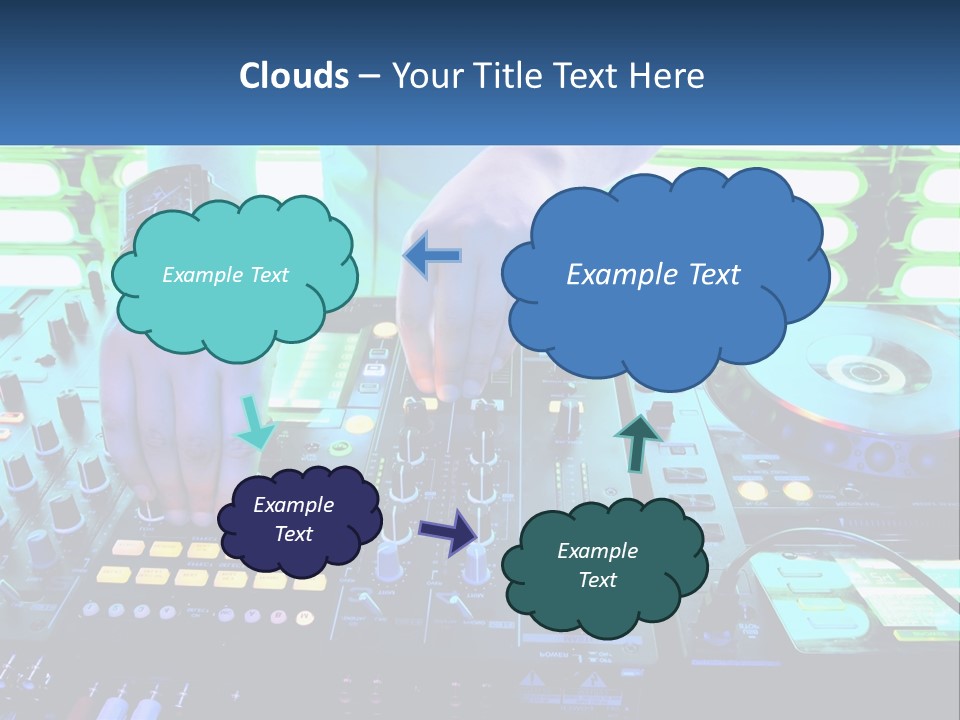 A Dj Mixing Music In Front Of A Dj's Equipment PowerPoint Template
