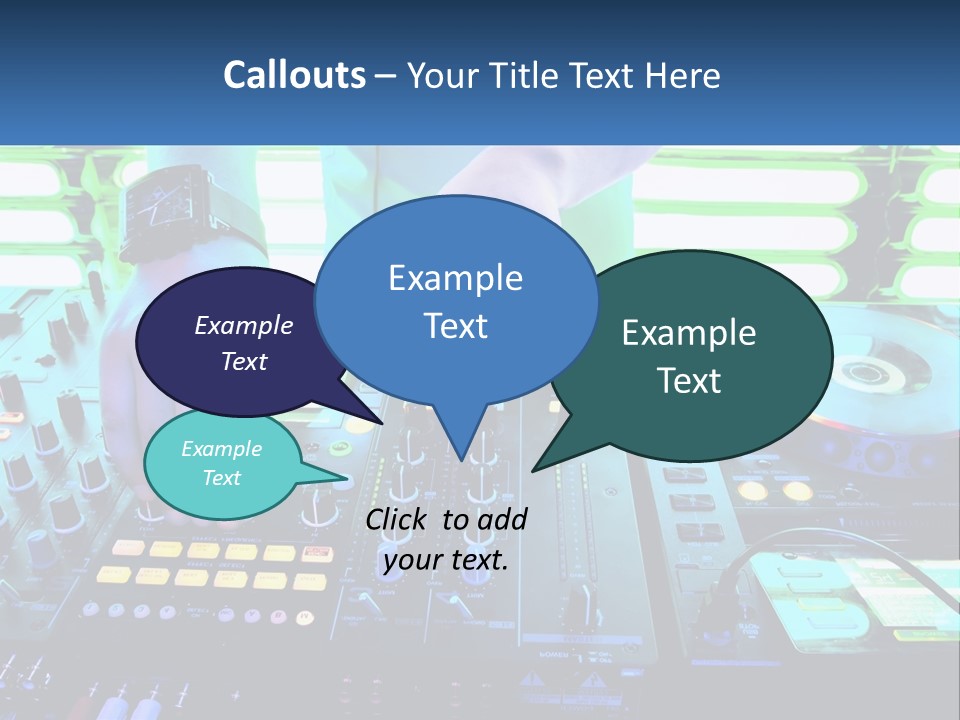 A Dj Mixing Music In Front Of A Dj's Equipment PowerPoint Template