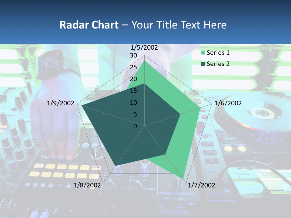 A Dj Mixing Music In Front Of A Dj's Equipment PowerPoint Template