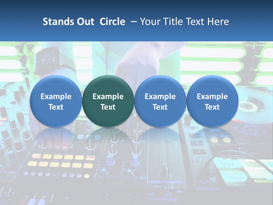 A Dj Mixing Music In Front Of A Dj's Equipment PowerPoint Template