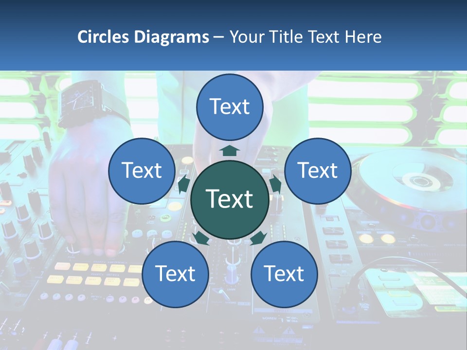 A Dj Mixing Music In Front Of A Dj's Equipment PowerPoint Template