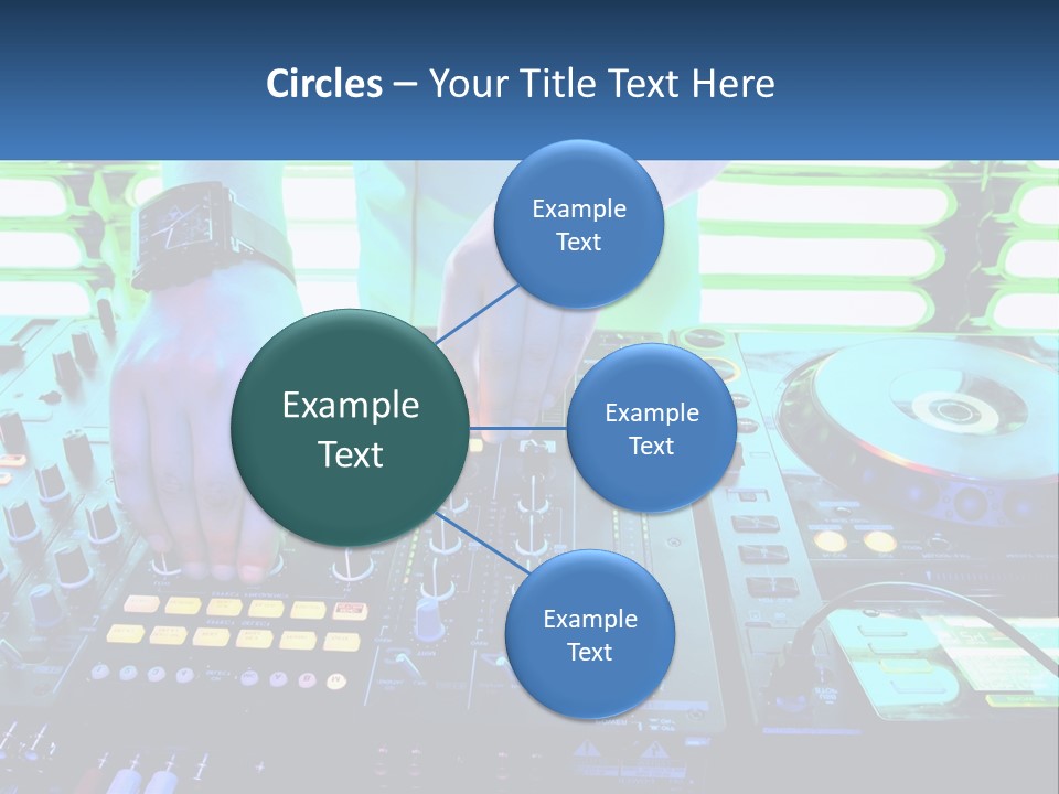 A Dj Mixing Music In Front Of A Dj's Equipment PowerPoint Template