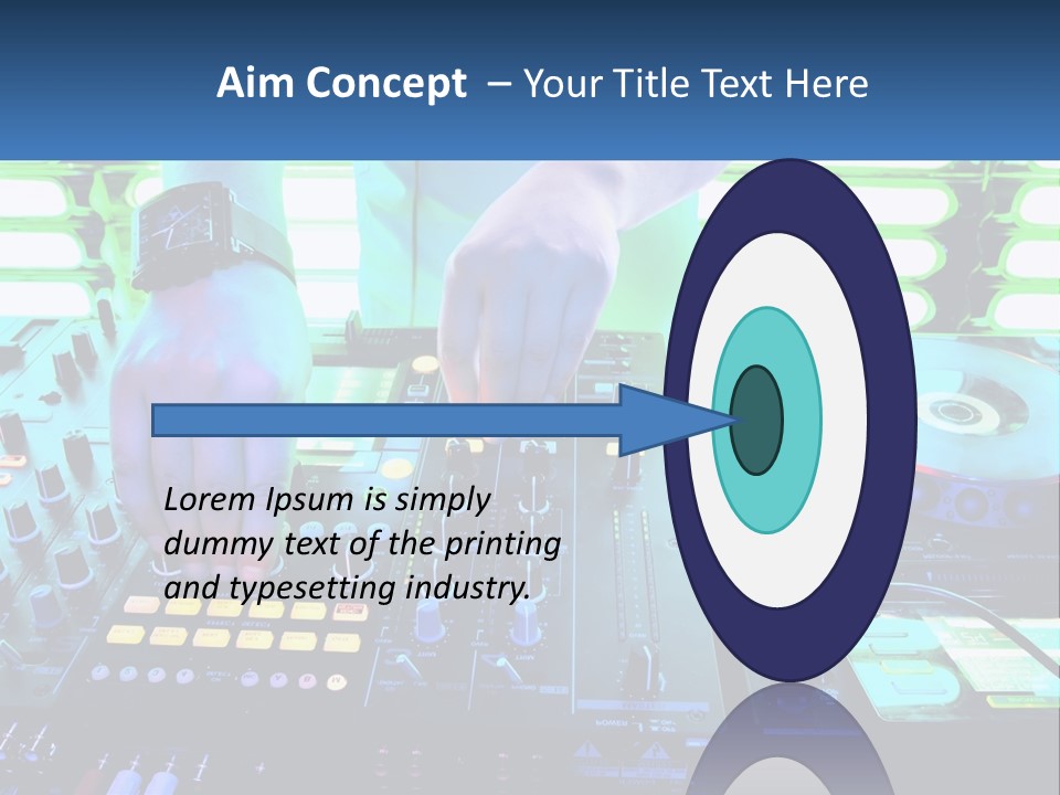 A Dj Mixing Music In Front Of A Dj's Equipment PowerPoint Template