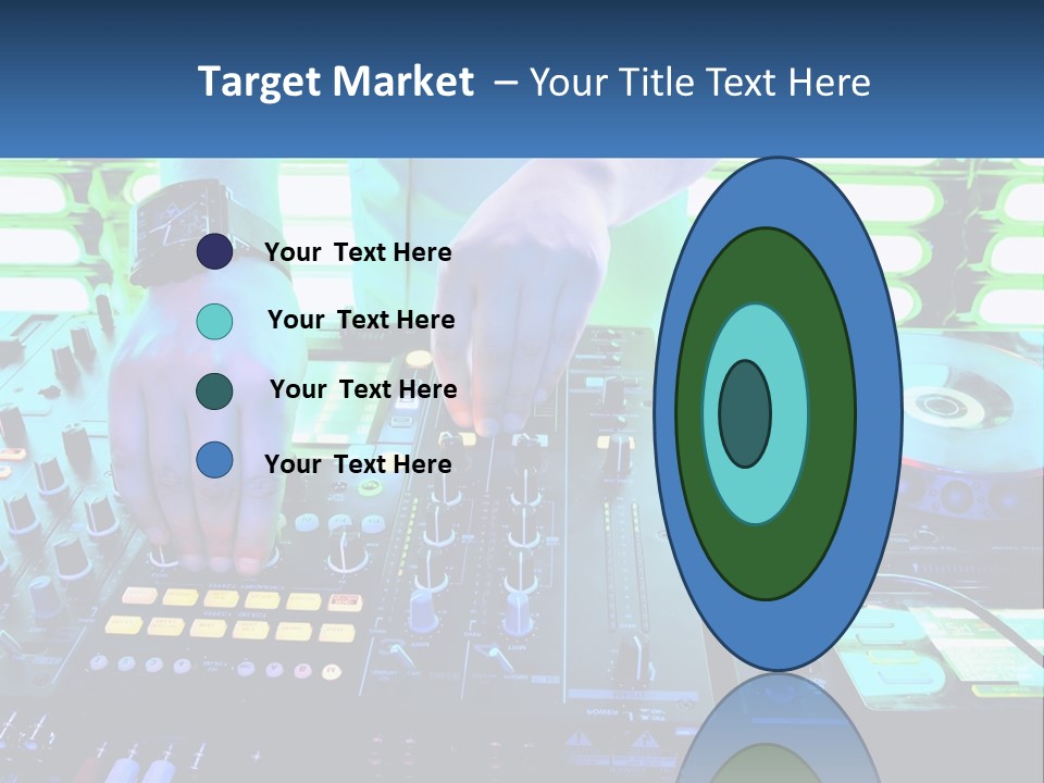 A Dj Mixing Music In Front Of A Dj's Equipment PowerPoint Template