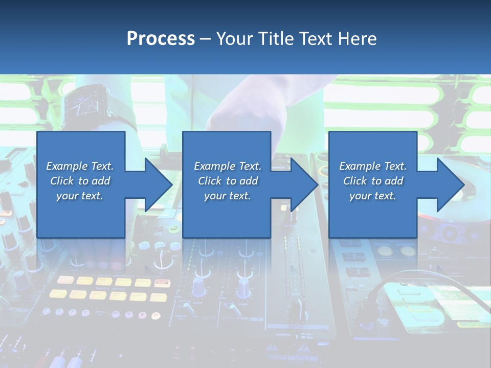 A Dj Mixing Music In Front Of A Dj's Equipment PowerPoint Template
