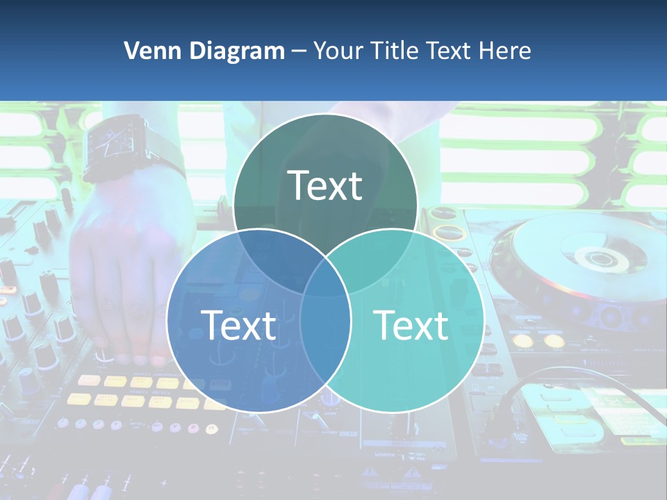 A Dj Mixing Music In Front Of A Dj's Equipment PowerPoint Template