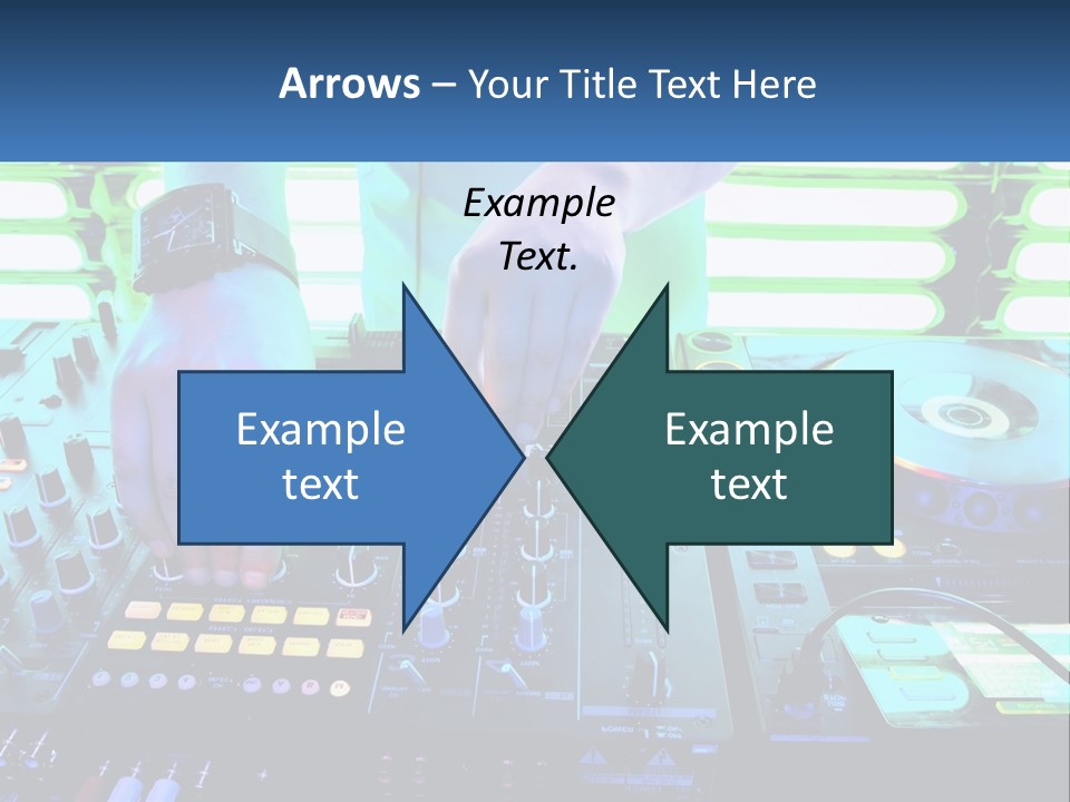 A Dj Mixing Music In Front Of A Dj's Equipment PowerPoint Template