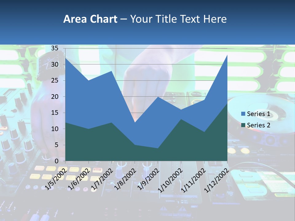 A Dj Mixing Music In Front Of A Dj's Equipment PowerPoint Template