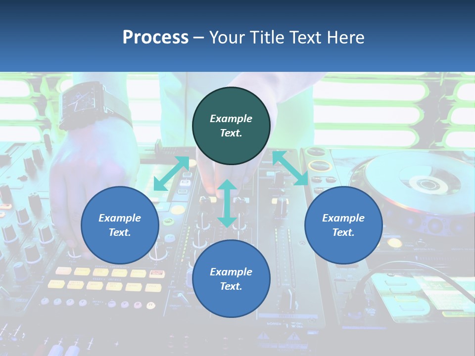 A Dj Mixing Music In Front Of A Dj's Equipment PowerPoint Template